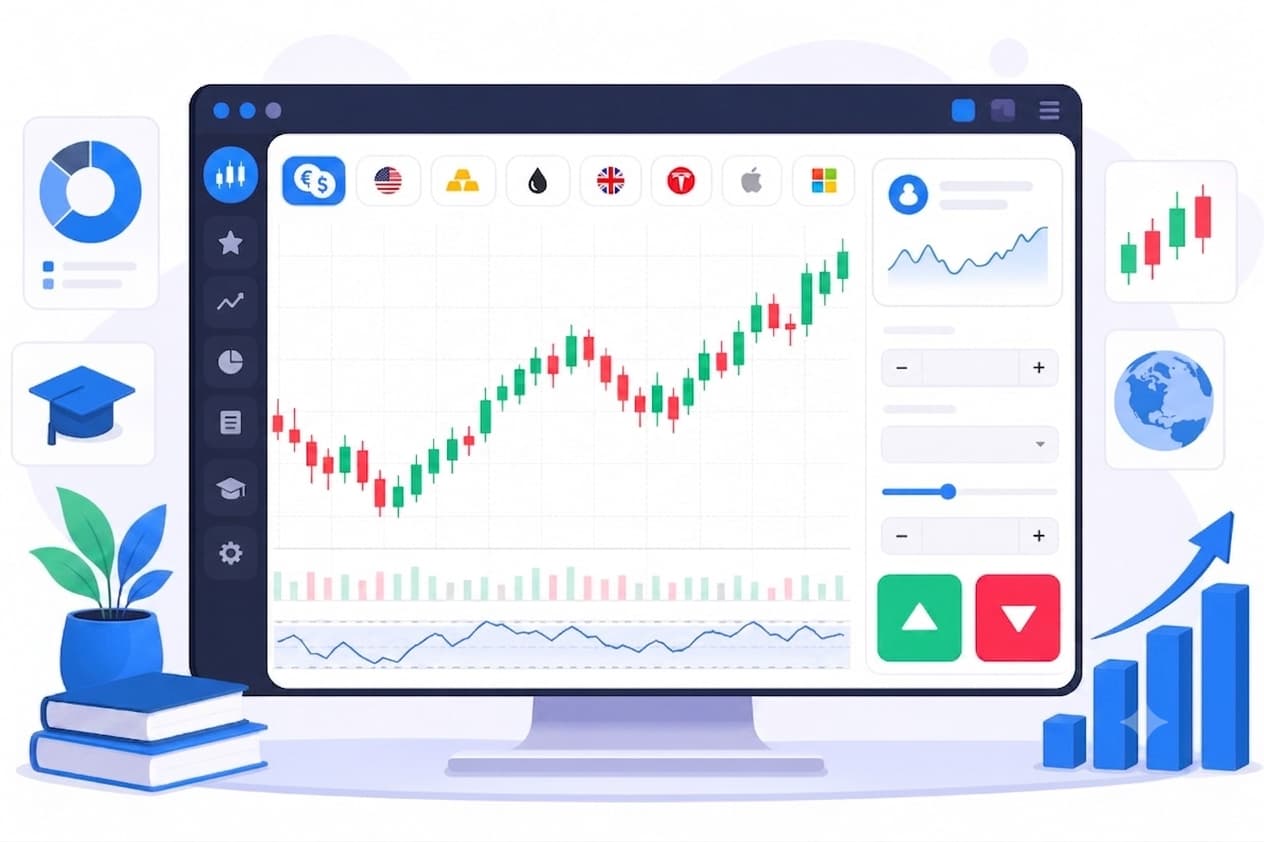 Illustration of practising trades on demo market charts